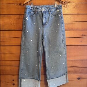 Old Navy Light Blue High-Rise Daisy Embroidered Jeans